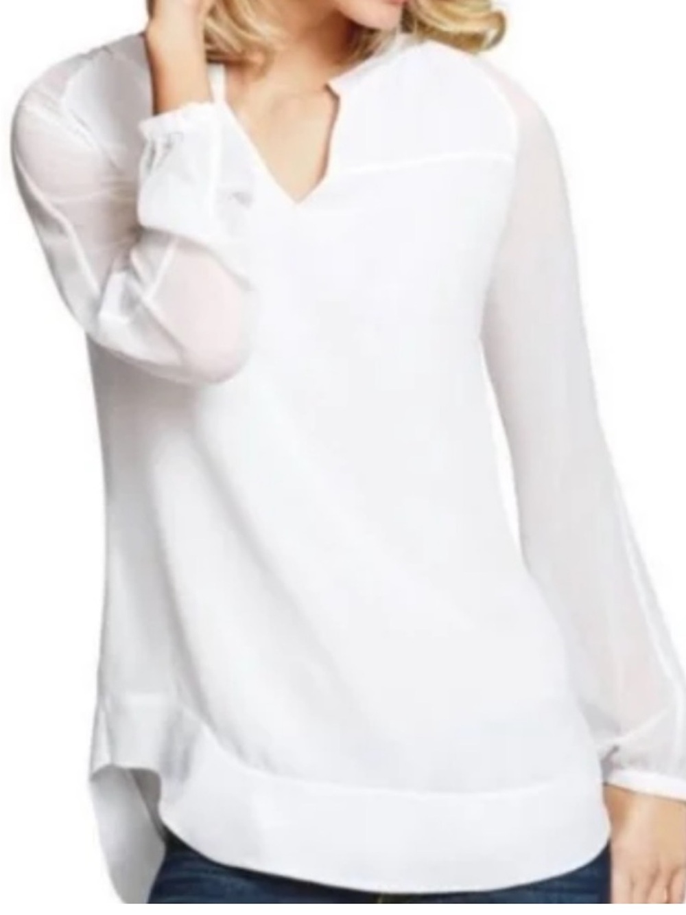 Cabi White Women's Split Neck Blouse - XS